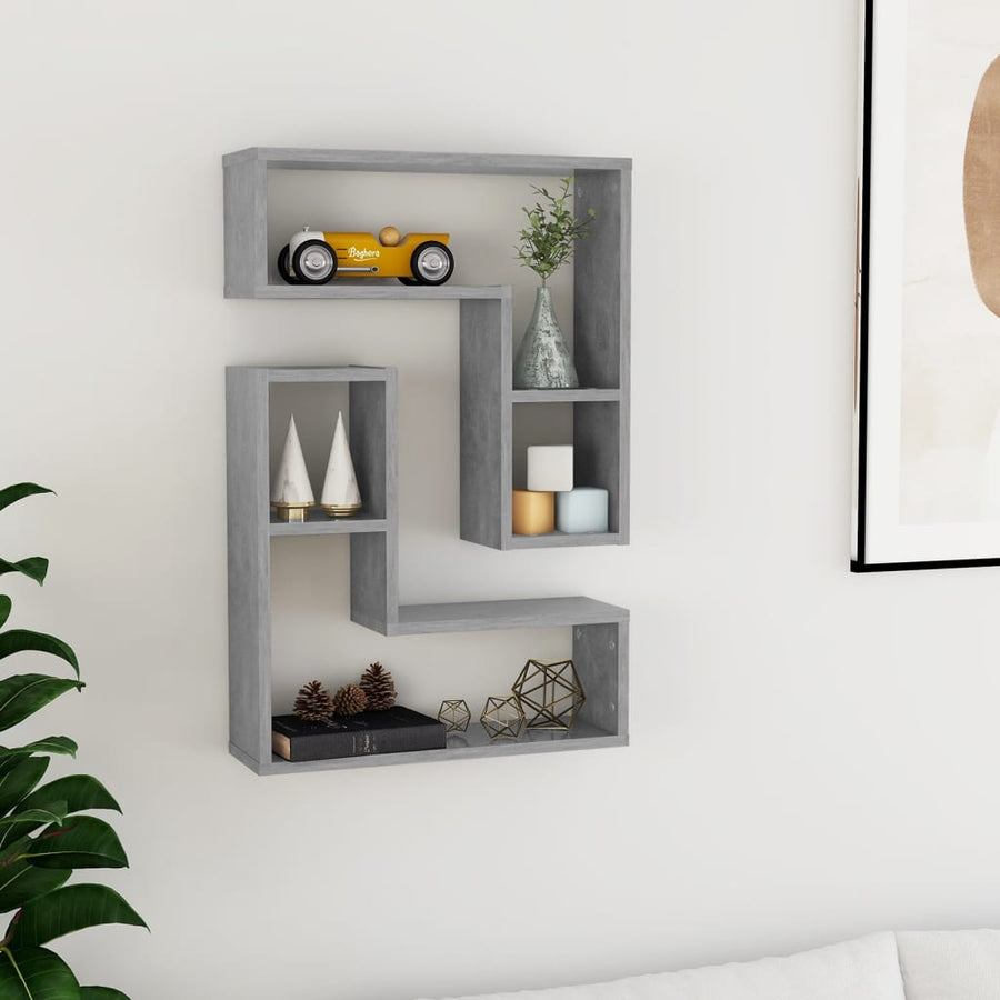 Wandschappen 50X15X50 Cm Bewerkt Hout Betongrijs
