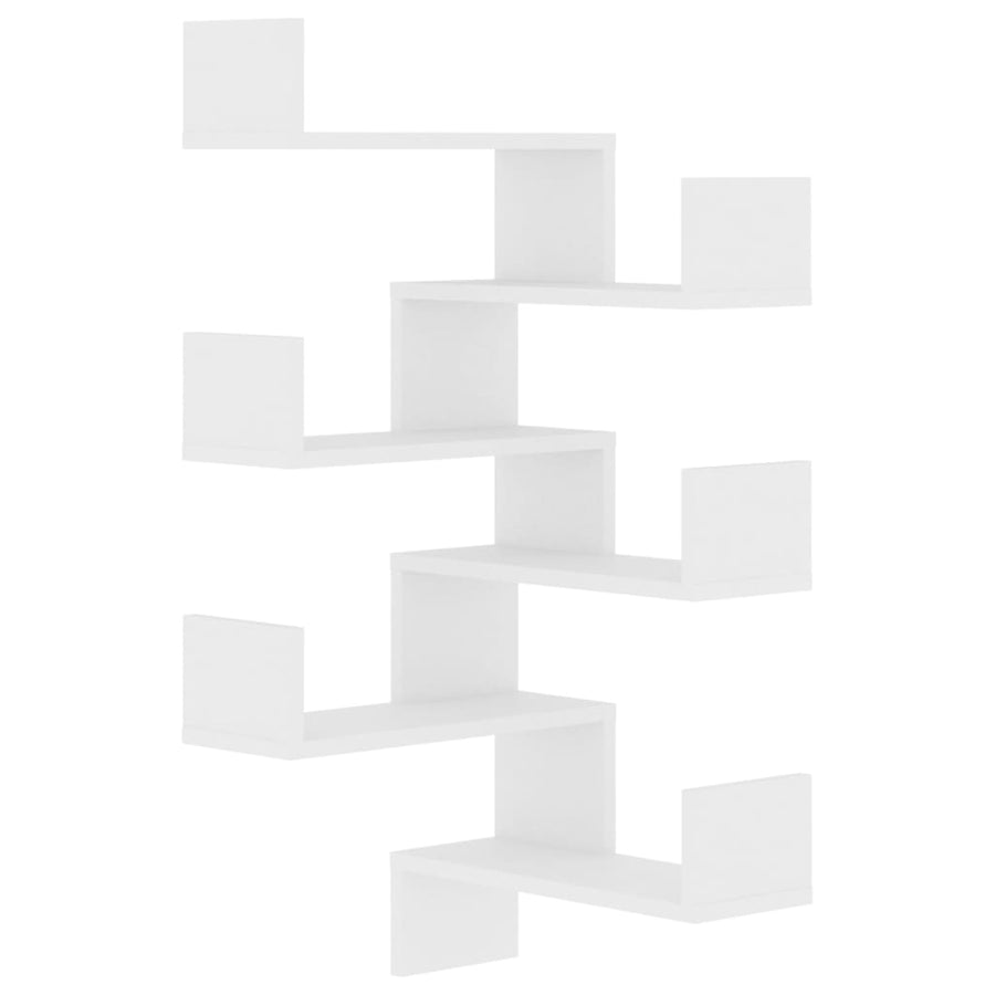 Hoekwandschappen 2 st 40x40x50 cm bewerkt hout wit 2 Wit