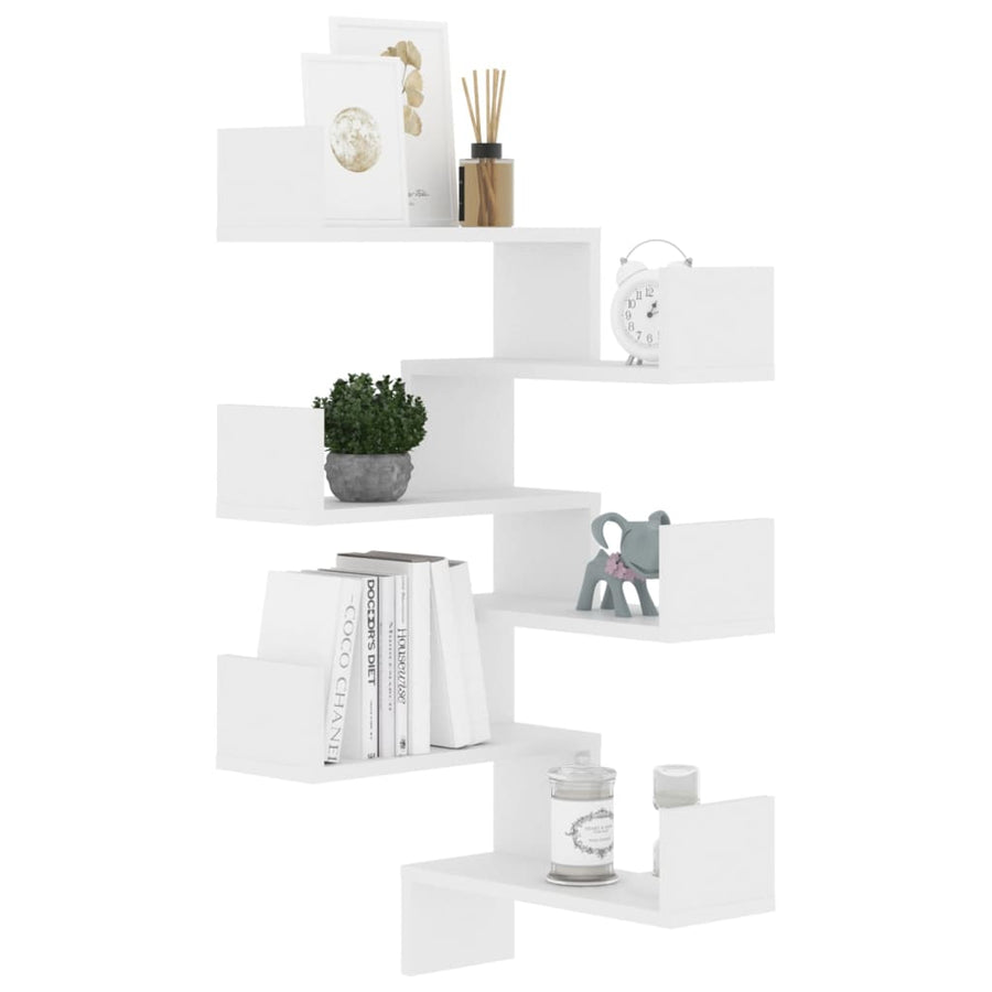 Hoekwandschappen 2 st 40x40x50 cm bewerkt hout wit 2 Wit