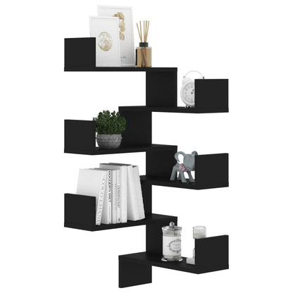 Hoekwandschappen 2 st 40x40x50 cm spaanplaat zwart 2 Zwart