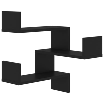 Hoekwandschappen 2 st 40x40x50 cm spaanplaat zwart 2 Zwart