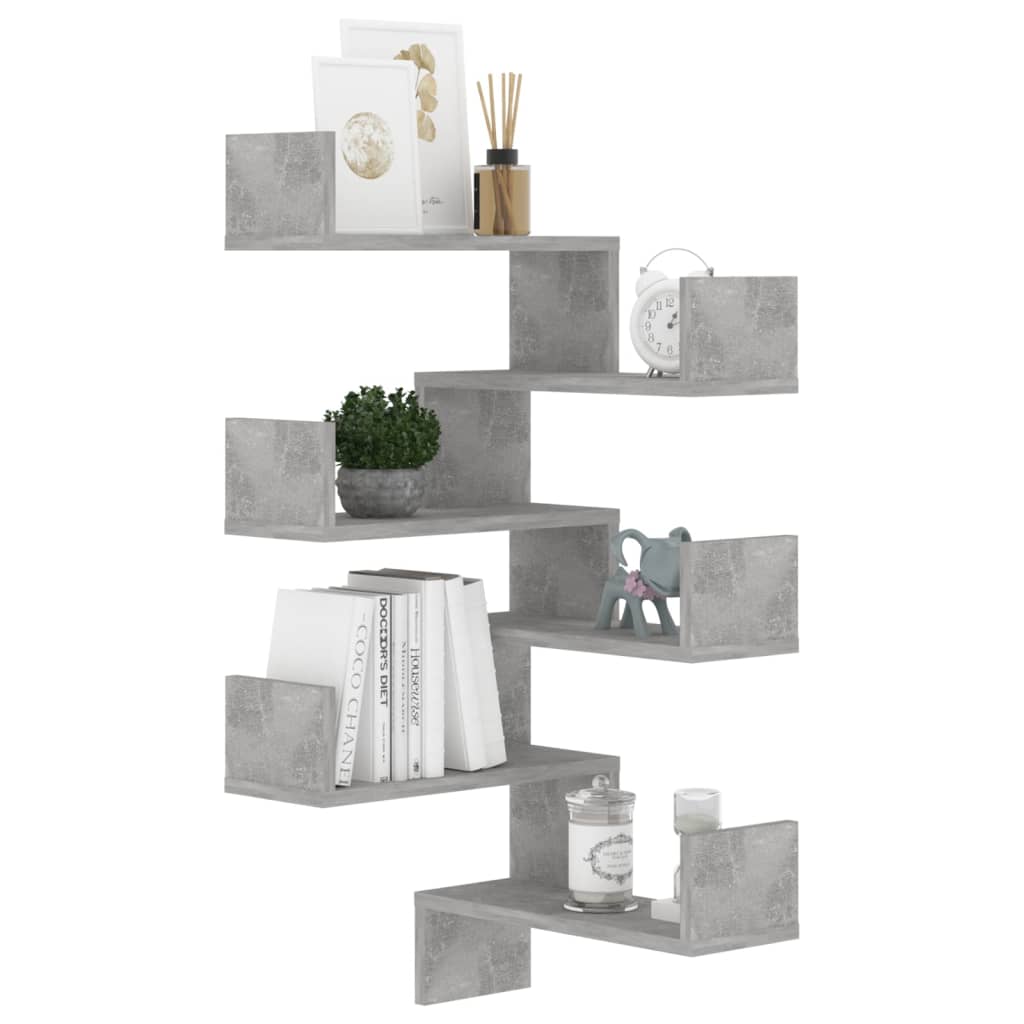 Hoekwandschappen 2 st 40x40x50 cm spaanplaat betongrijs 2 Betongrijs