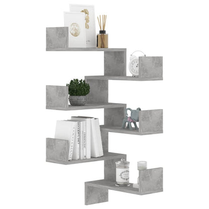 Hoekwandschappen 2 st 40x40x50 cm spaanplaat betongrijs 2 Betongrijs
