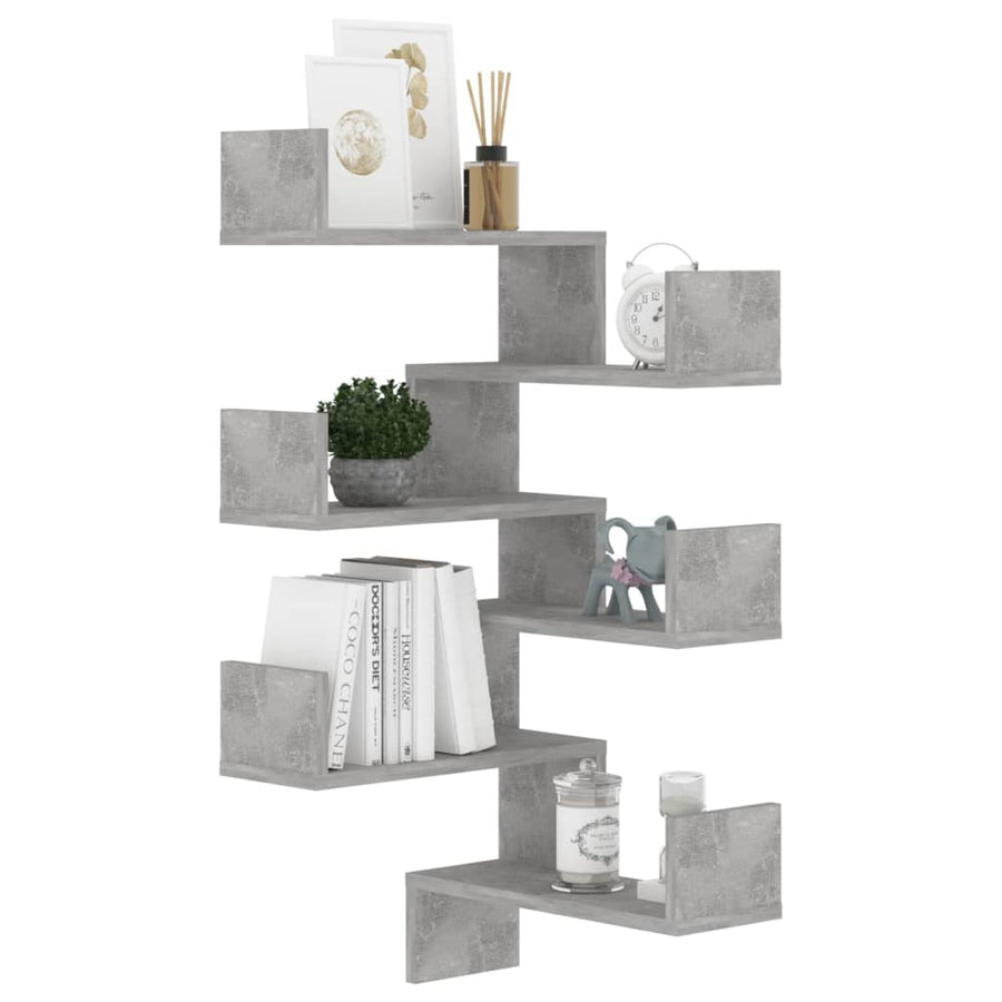 Hoekwandschappen 2 st 40x40x50 cm spaanplaat betongrijs 2 Betongrijs