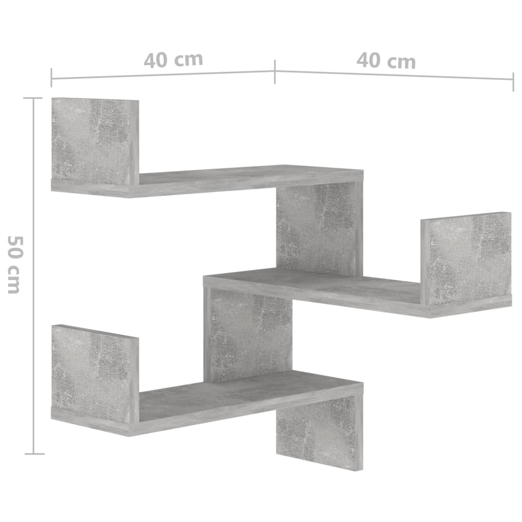 Hoekwandschappen 2 st 40x40x50 cm spaanplaat betongrijs 2 Betongrijs