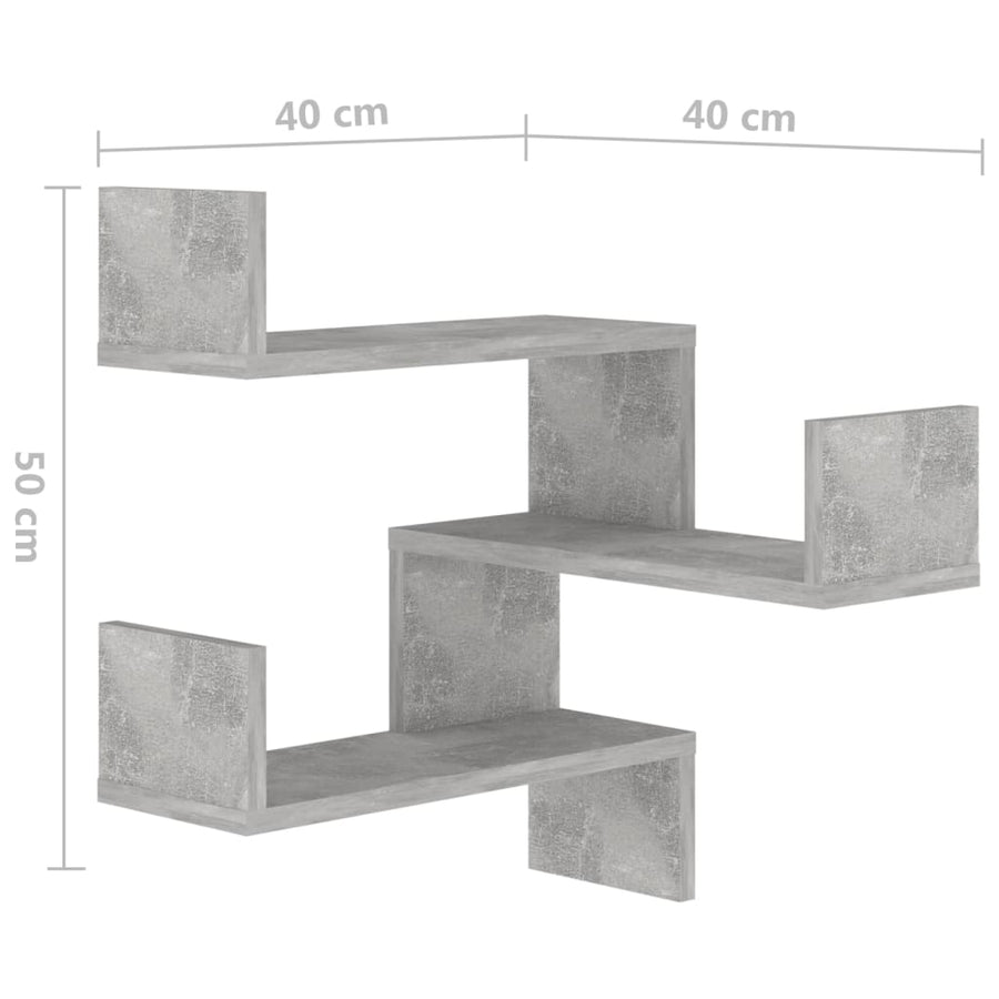 Hoekwandschappen 2 st 40x40x50 cm spaanplaat betongrijs 2 Betongrijs