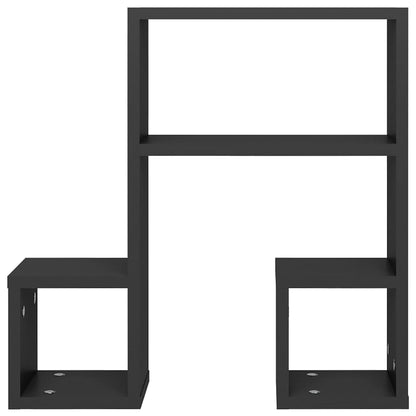 Wandschappen 2 st 50x15x50 cm bewerkt hout grijs