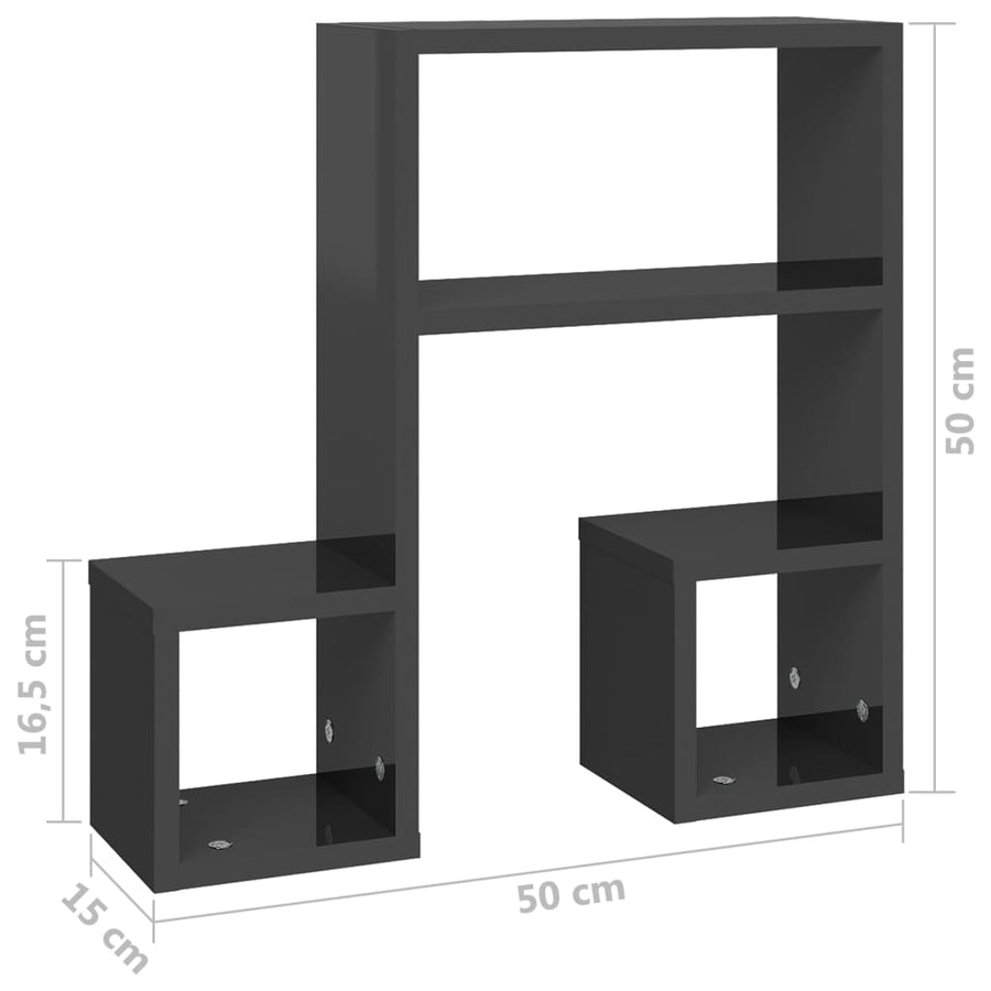 Wandschappen 50X15X50 Cm Spaanplaat Hoogglans grijs
