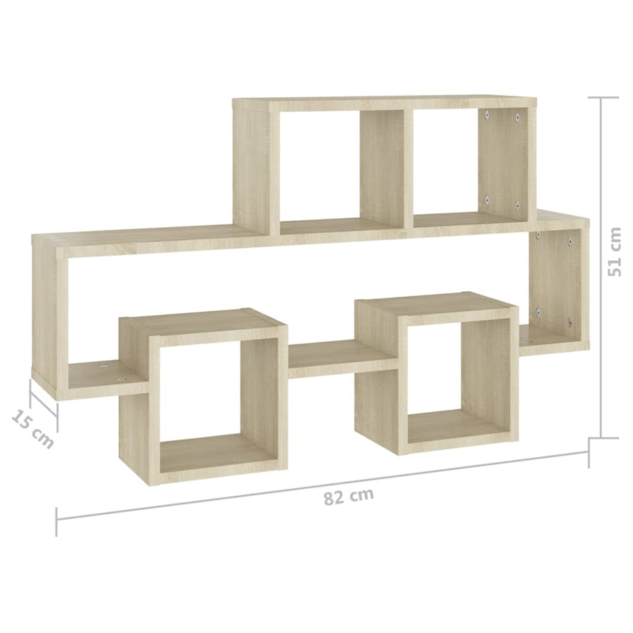 Wandschap Auto-Vormig 82X5X5 Cm Spaanplaat Kleur Sonoma eiken