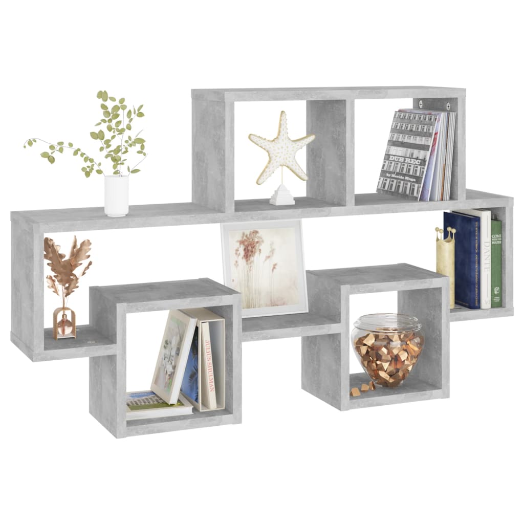 Wandschap Auto-Vormig 82X5X5 Cm Spaanplaat Betongrijs