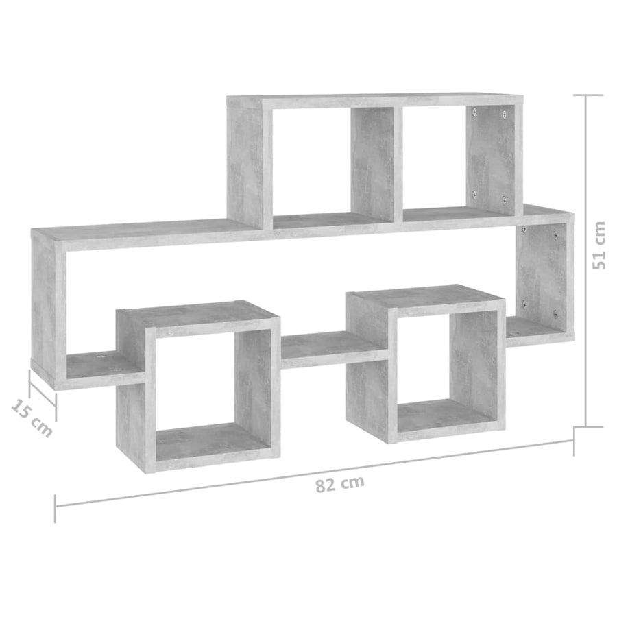 Wandschap Auto-Vormig 82X5X5 Cm Spaanplaat Betongrijs