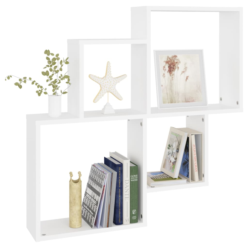 Wandschap kubus 80x15x78,5 cm bewerkt hout wit Wit