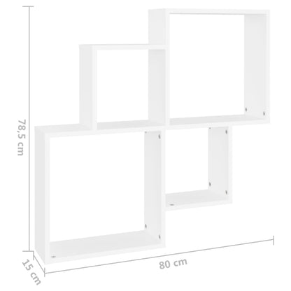 Wandschap kubus 80x15x78,5 cm bewerkt hout wit Wit