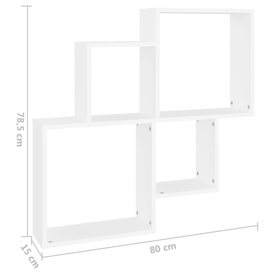 Wandschap kubus 80x15x78,5 cm bewerkt hout wit Wit