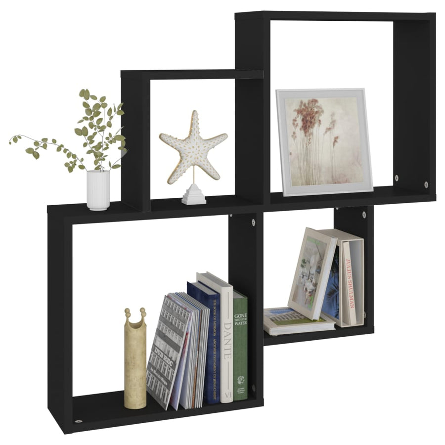 Wandschap Kubus 80X5X78,5 Cm Spaanplaat Zwart