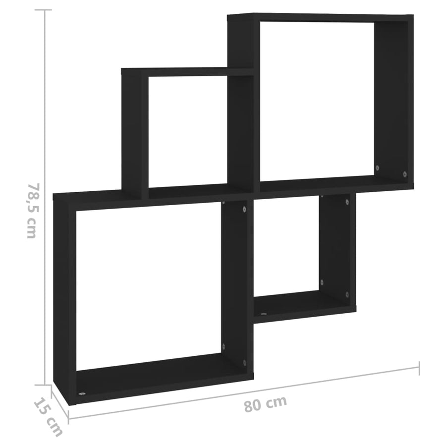Wandschap Kubus 80X5X78,5 Cm Spaanplaat Zwart