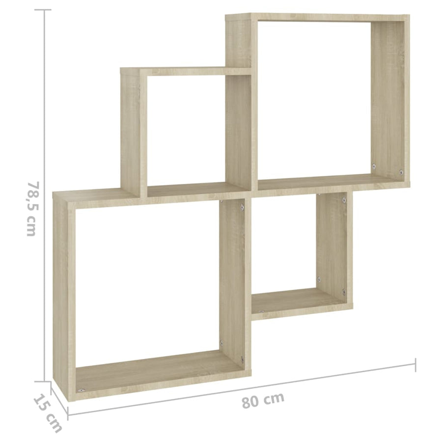 Wandschap kubus 80x15x78,5 cm spaanplaat sonoma eiken Sonoma eiken