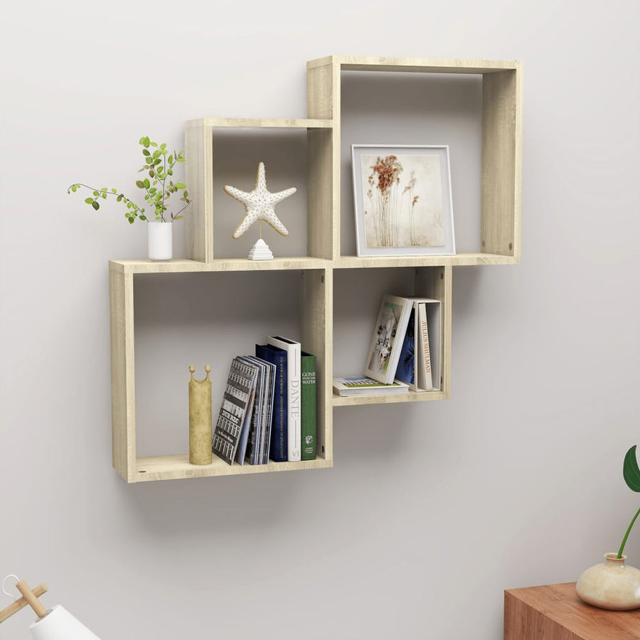 Wandschap kubus 80x15x78,5 cm spaanplaat sonoma eiken Sonoma eiken