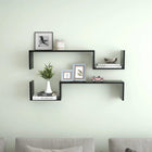 Wall shelves 2 pcs 100x15x20 cm treated wood black