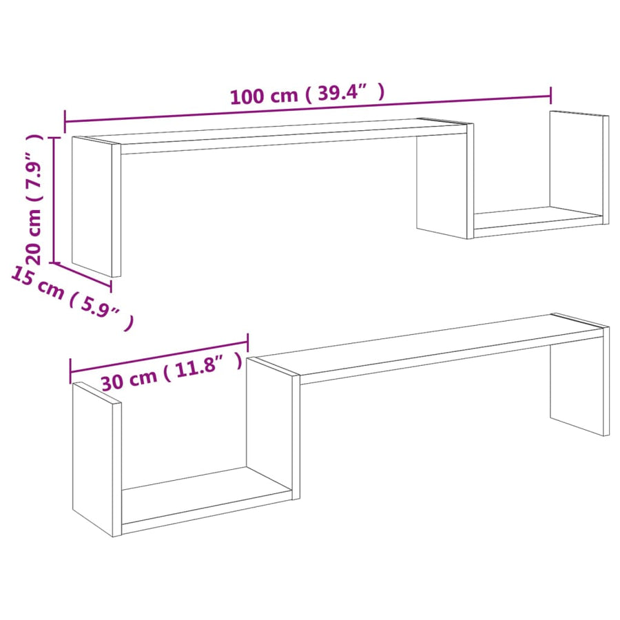 Wandschappen 100X15X0 Cm Spaanplaat Betongrijs