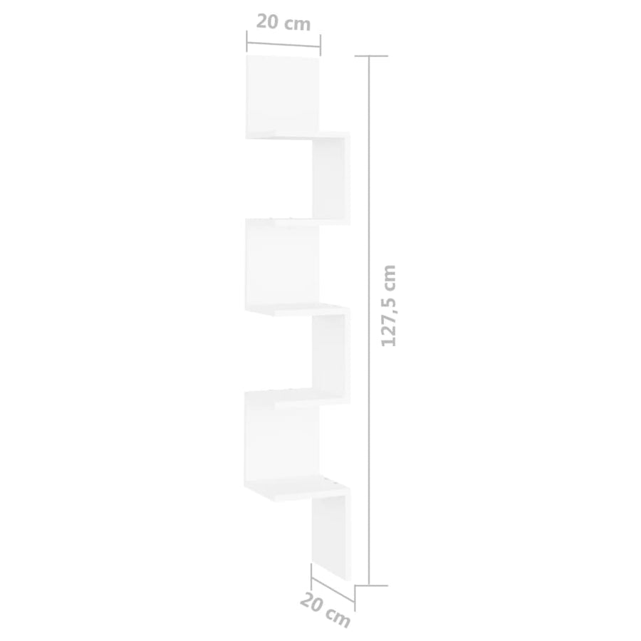 Hoekwandschap 20X20X127,5 Cm Bewerkt Hout Wit