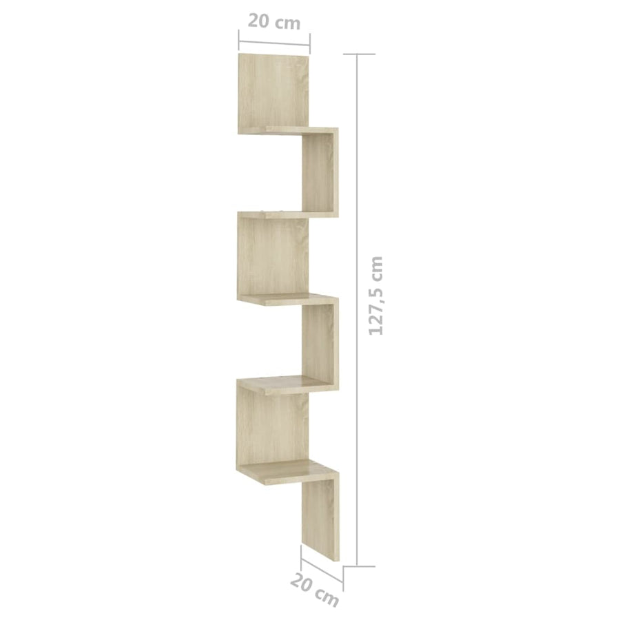 Hoekwandschap 20x20x127,5 cm spaanplaat sonoma eikenkleurig Sonoma eiken