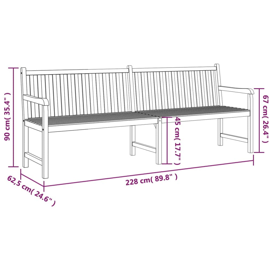 Tuinbank Massief Teakhout 228 cm