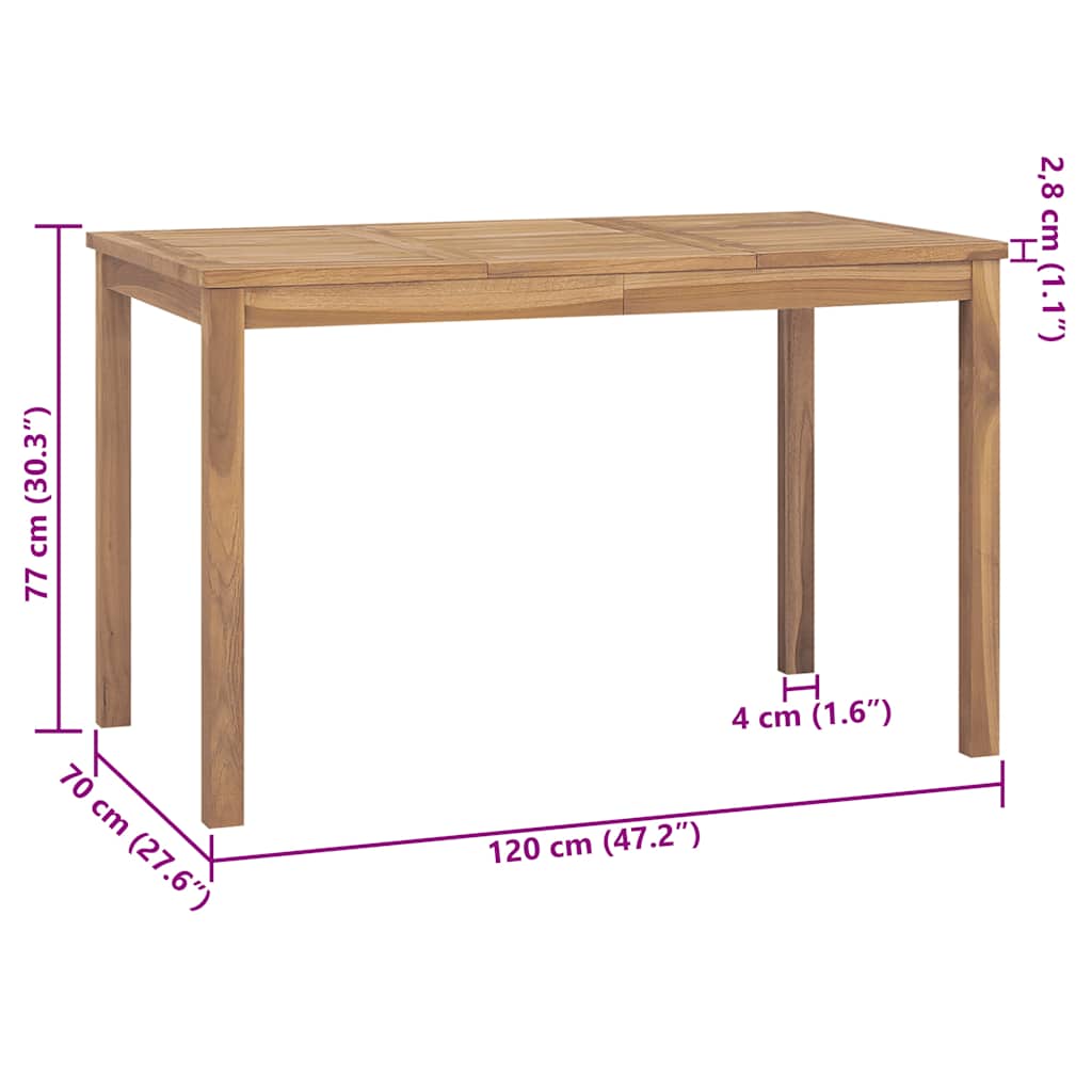 Tuintafel 120x70x77 cm massief teakhout