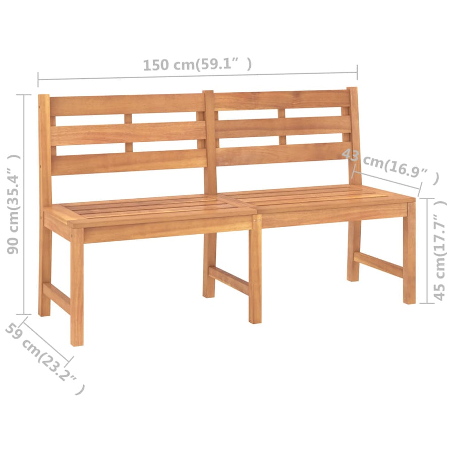 Tuinbank 50 Cm Massief Teakhout 150 x 59 x 90 cm