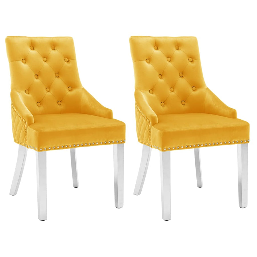 Eetkamerstoelen 2 st fluweel geel