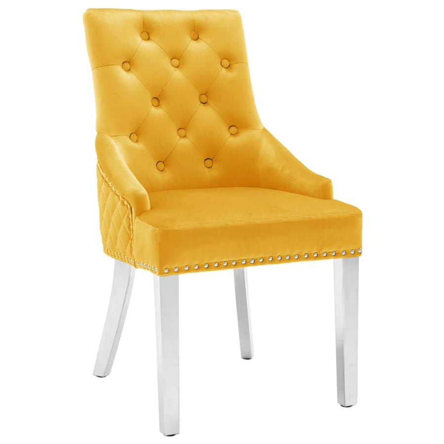 Eetkamerstoelen 2 st fluweel geel