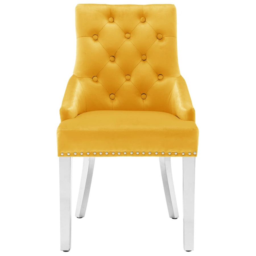 Eetkamerstoelen 2 st fluweel geel