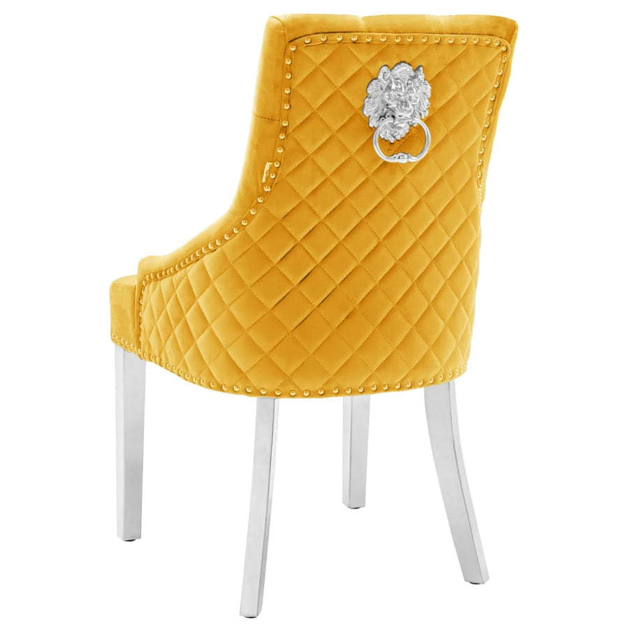 Eetkamerstoelen 2 st fluweel geel
