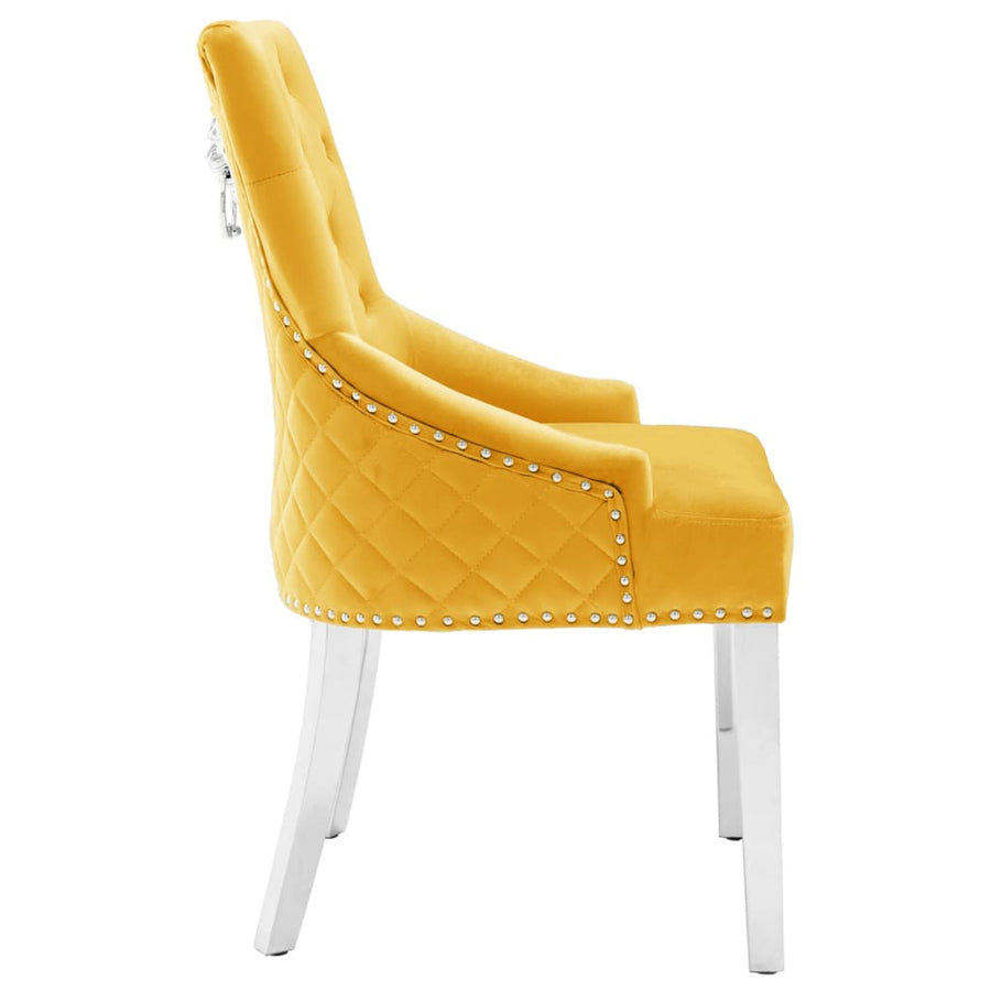 Eetkamerstoelen 2 st fluweel geel