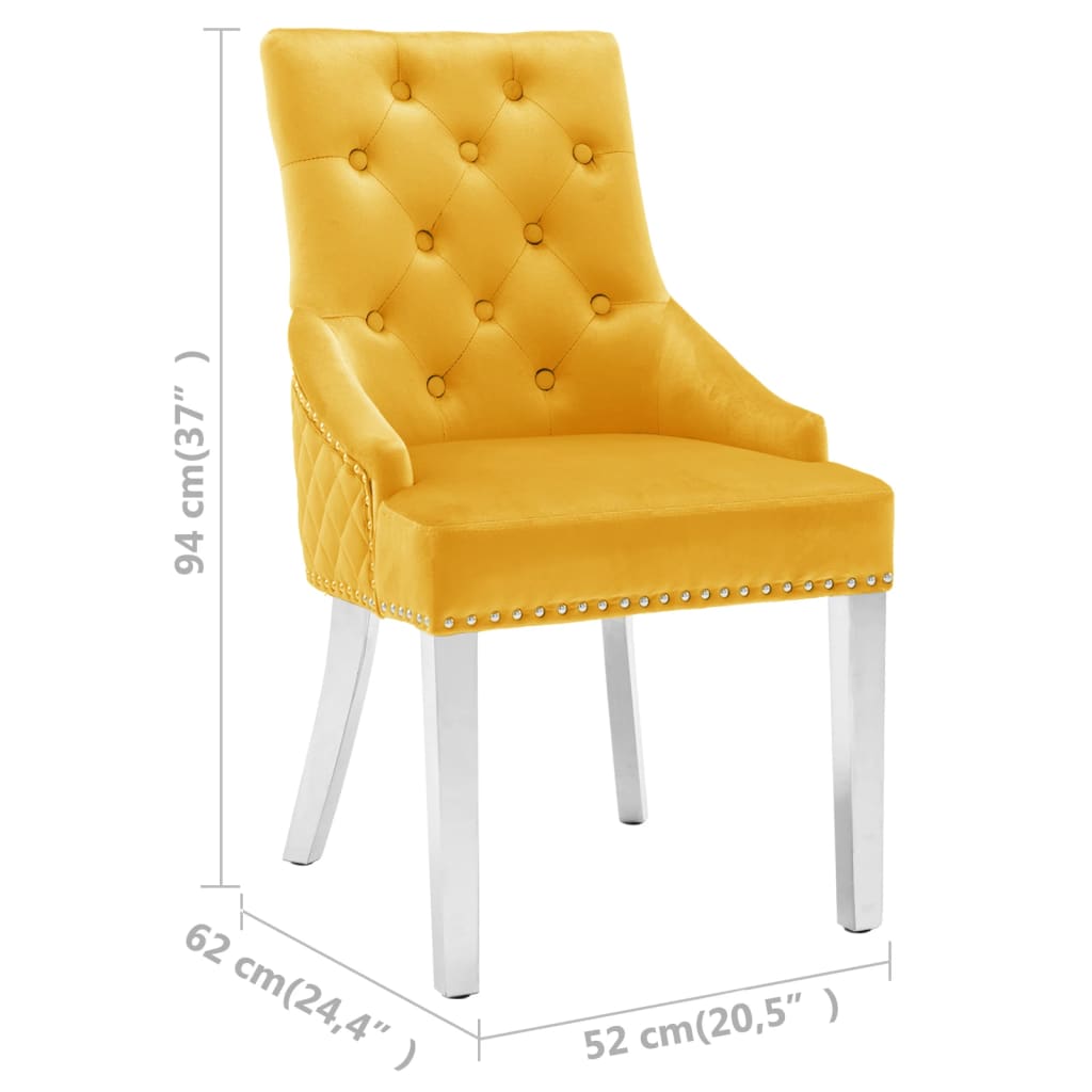 Eetkamerstoelen 2 st fluweel geel