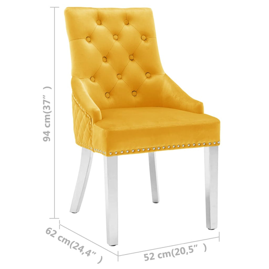 Eetkamerstoelen 2 st fluweel geel