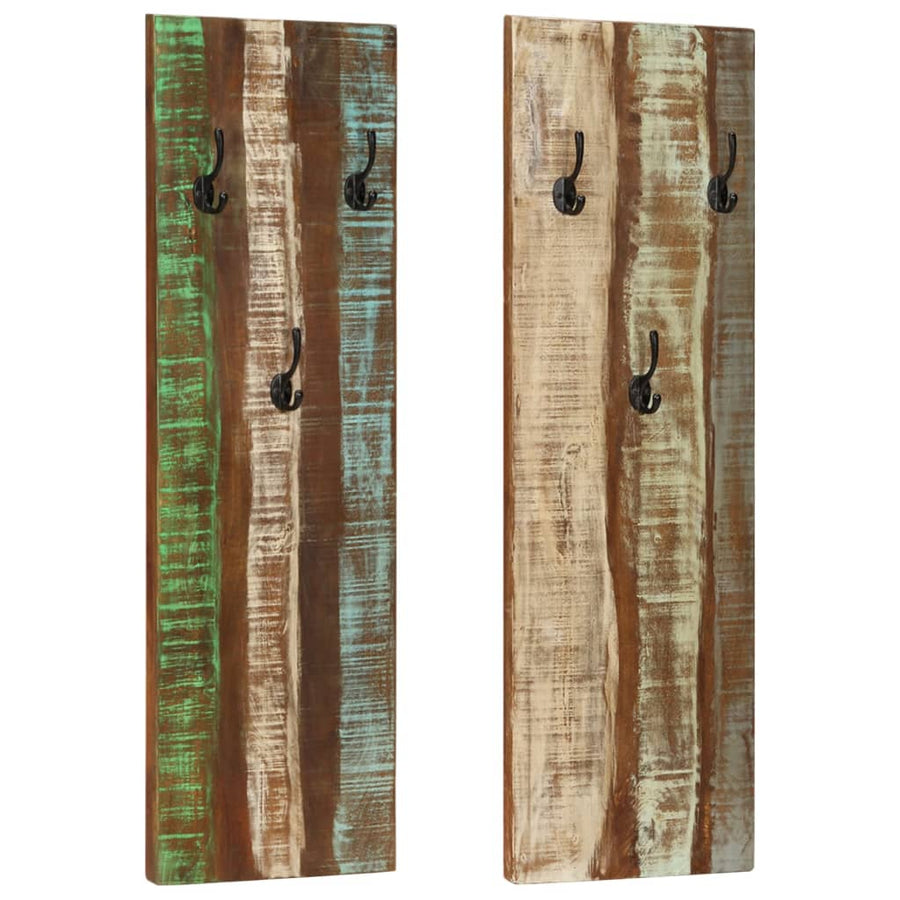 Wandkapstokken 2 St 36X3X0 Cm massief gerecycled hout