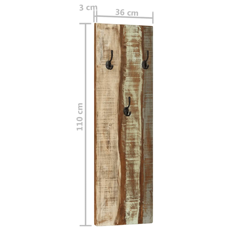 Wandkapstokken 2 St 36X3X0 Cm massief gerecycled hout