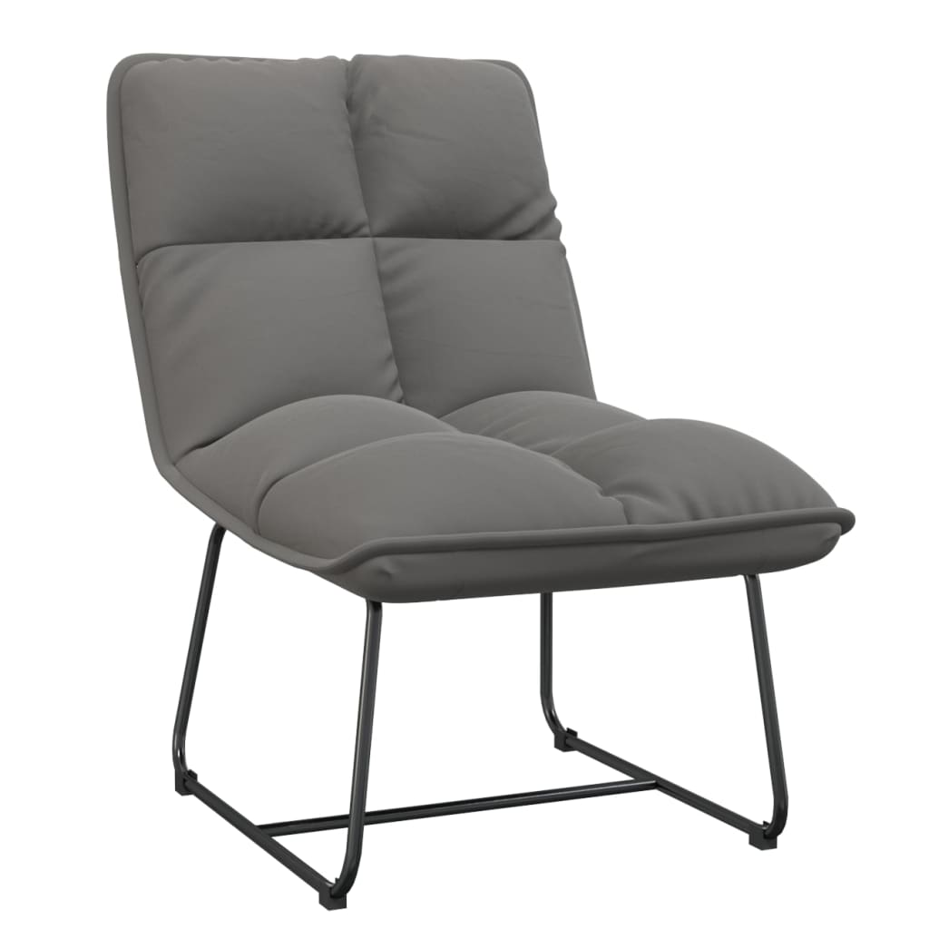 Loungestoel met metalen frame fluweel lichtgrijs