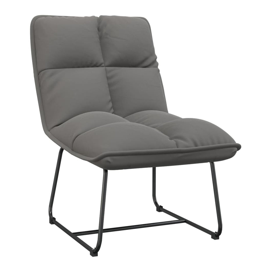 Loungestoel met metalen frame fluweel lichtgrijs