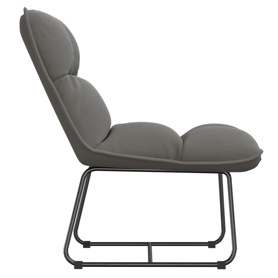 Loungestoel met metalen frame fluweel lichtgrijs