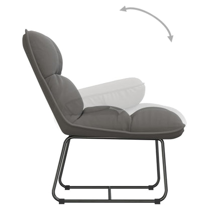 Loungestoel met metalen frame fluweel lichtgrijs