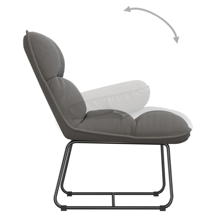 Loungestoel met metalen frame fluweel lichtgrijs