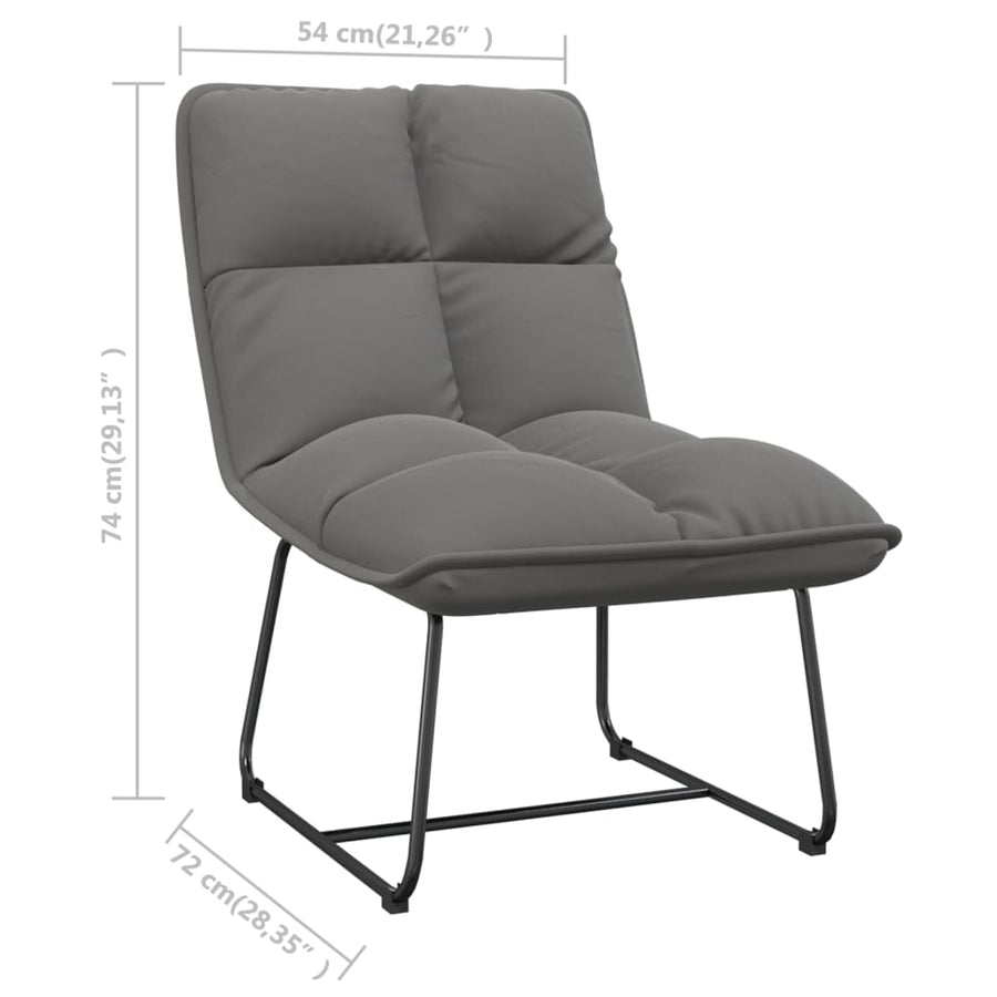 Loungestoel met metalen frame fluweel lichtgrijs