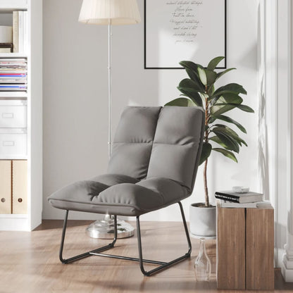 Loungestoel met metalen frame fluweel lichtgrijs