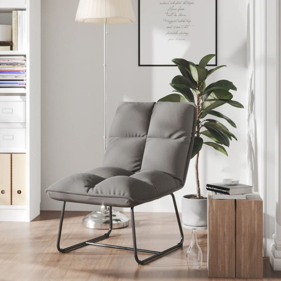 Loungestoel met metalen frame fluweel lichtgrijs