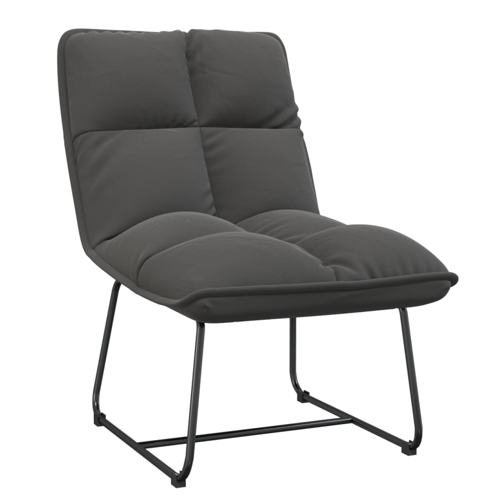 Loungestoel met metalen frame fluweel donkergrijs