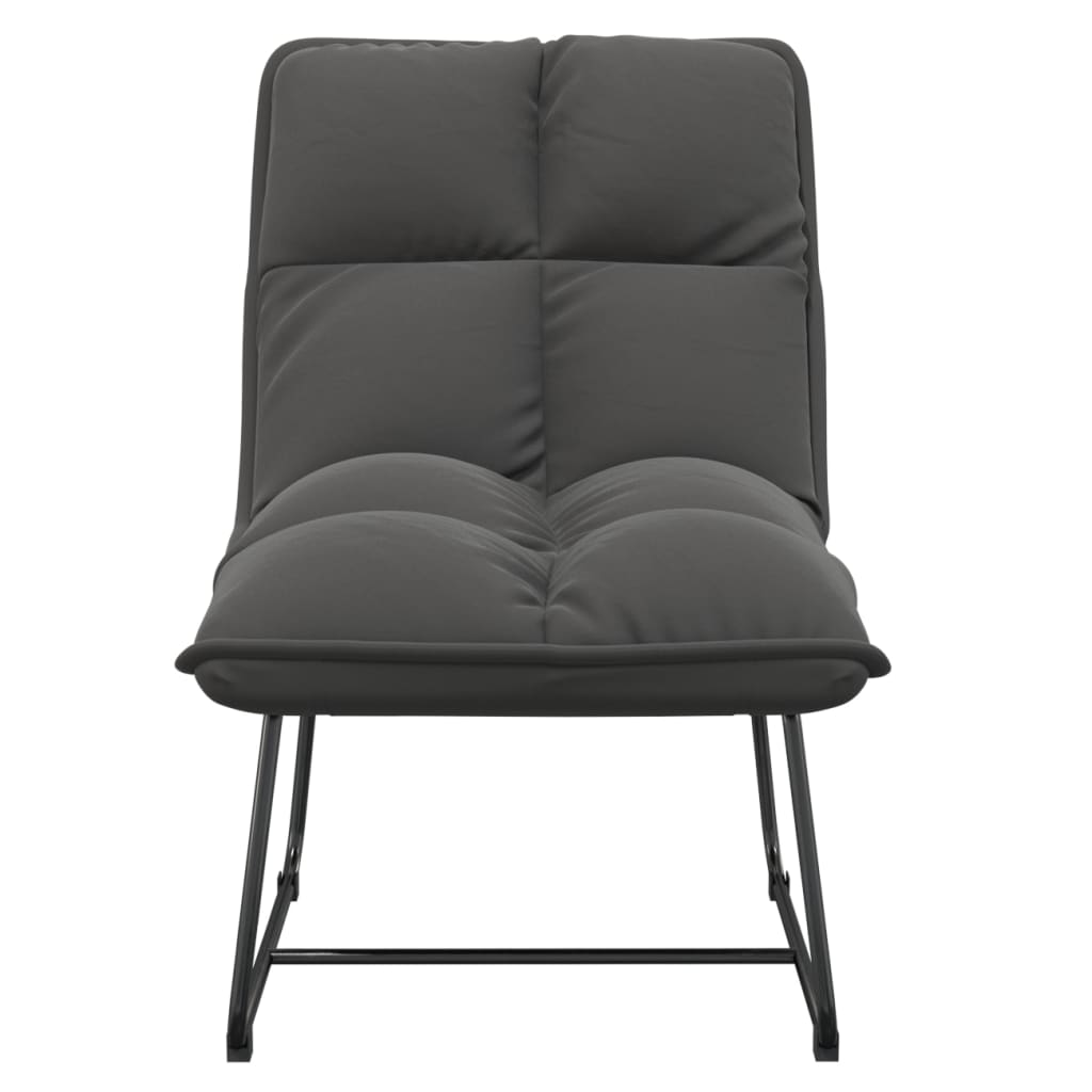 Loungestoel met metalen frame fluweel donkergrijs
