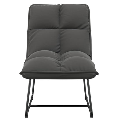 Loungestoel met metalen frame fluweel donkergrijs