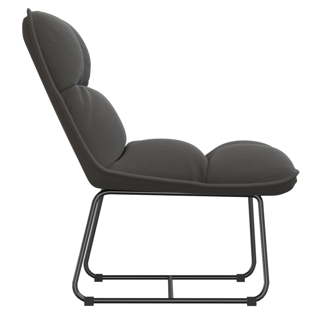 Loungestoel met metalen frame fluweel donkergrijs